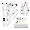 Rasoio Elettrico Donna, 3-in-1 Impermeabile Depilatore Corpo Donna, Rasoio Parti Intime Kit per Viso, Corpo e Inguine con Lama Ceramica, Ricarica Rapida Type-C, Led Display