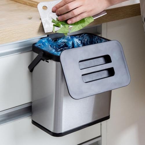 DEARMAMY Wall-Mounted Trash Bin for Home and Kitchen, 5L Stainless Steel Waterproof Garbage Can with Plastic Inner Liner, Odor-Resistant Household Rubbish Storage for Bathroom and Office - Image 4