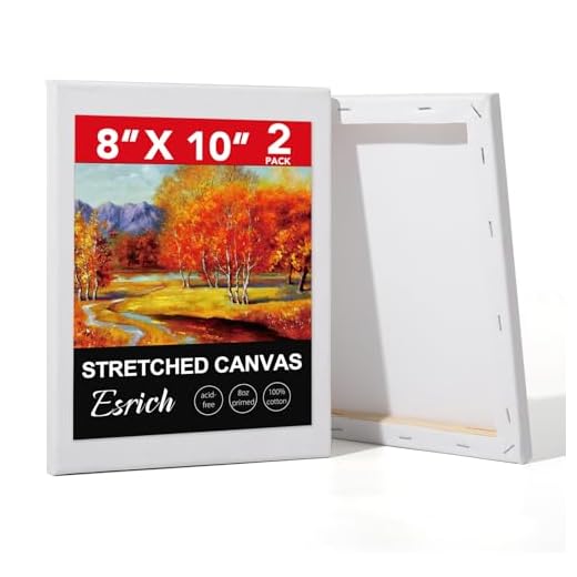 ESRICH Stretched Canvas for Painting, 2 Pack 8x10 Canvas Value Pack, Primed Acid-Free Cotton Blank Canvas, Paint Canvases for Oil & Acrylic Paint.
