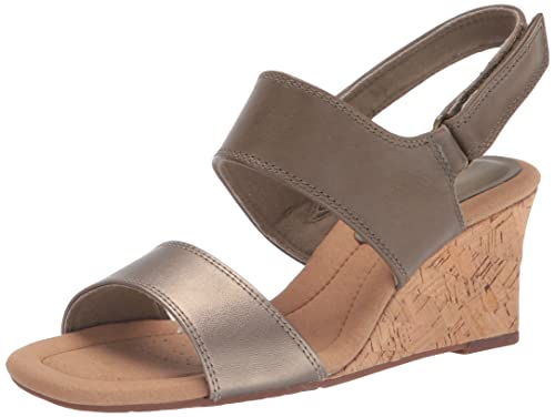 Sandale cale Kyarra Faye Clarks en cuir olive 44 : confort absolu et amorti pour l'été