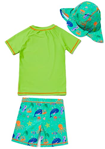 SGMWVB Conjunto de 3 peças para bebês e crianças para meninos e crianças, roupa de banho com chapéu,