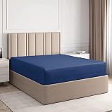 Picture of Cot Sheet 30 x 75 Cot Size Mattress Sheets Fitted with Narrow Twin/Camp Bunk/Rvs Bunk/Guest Beds Super Soft and Breathable Cotton Cover Navy Blue
