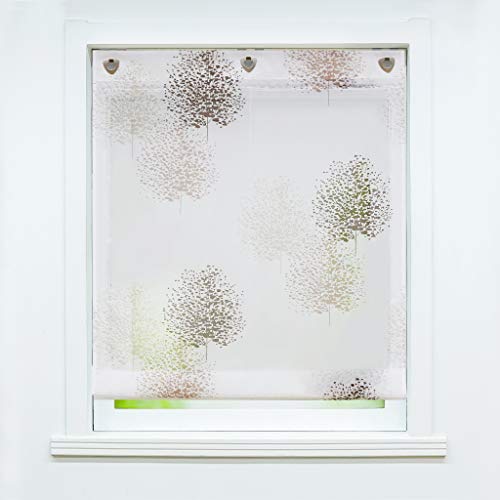 Joyswahl Voile Raffrollo mit Baummotiv Druck transparente Raffgardine mit Hakenaufhängung, ohne Bohren »Theresia« Schals Fenster Gardine BxH 80x140cm 1 Stück