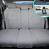 FH Group PU205013 Ultra Comfort Highest Grade Faux Leather Seat Cushions (Gray) Rear Set with Gift – Universal Fit for Cars Trucks & SUVs