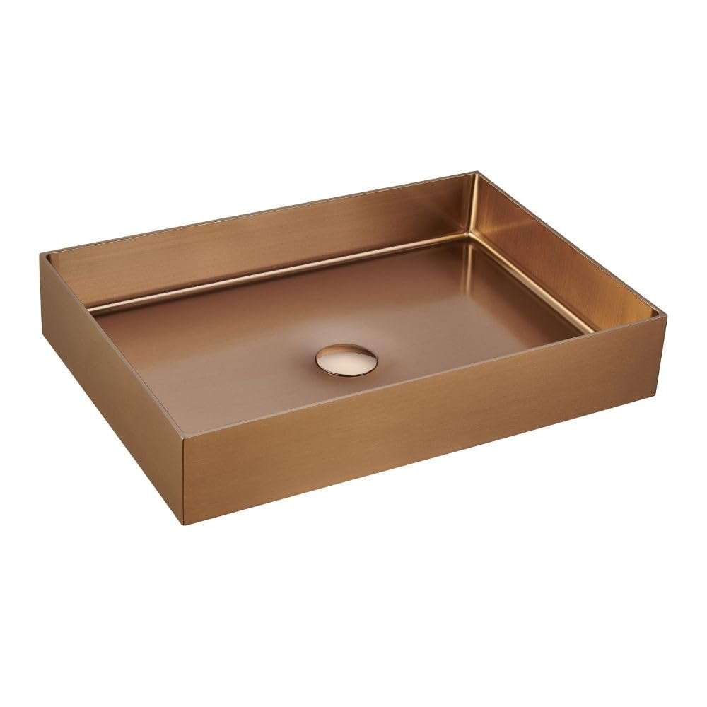 Lavabo de Encimera Timeless 55x38 cm | Acero Inoxidable 304 | Sin Rebosadero | Desagüe Cobre Cepillado | Fácil Instalación