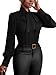 Vrtige Women's Elegant Bow Tie Neck Long Sleeve Blouse Office Shirt Top Black X-Large