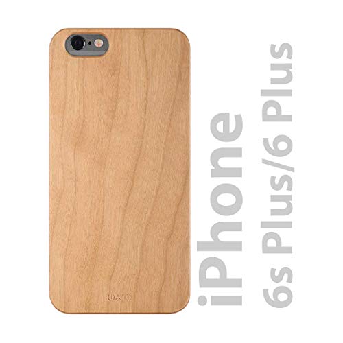 iATO iPhone 6s Plus / 6 Plus Wood Case. Real Cherry iPhone 6s Plus / 6 Plus Case Wood. Minimalistic Classic Wood iPhone 6s Plus / 6 Plus Case – Real Natural Wooden Overlay & Black Polycarbonate Bumper
