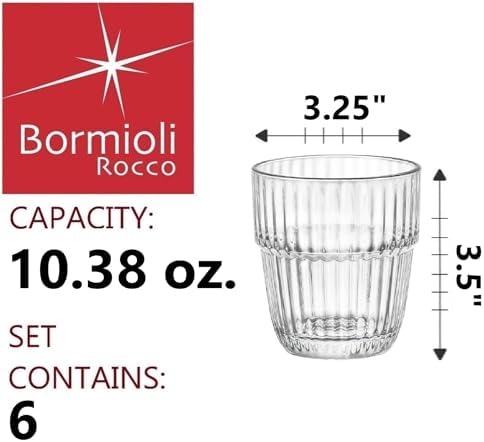 Bormioli Rocco Barshine 10.38 oz. Rocks Stackable Tempered Drinking Glasses, Set of 6, Clear - Thumbnail 4