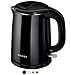 Secura Stainless Steel Double Wall Electric Kettle Water Heater for Tea Coffee w/Auto Shut-Off and Boil-Dry Protection, 1.0L, Black