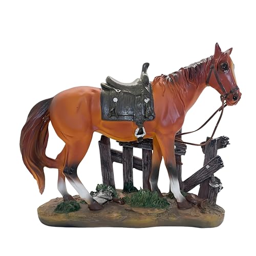Estatua Decorativa de Caballo de Resina Western Marrón miniatura 1
