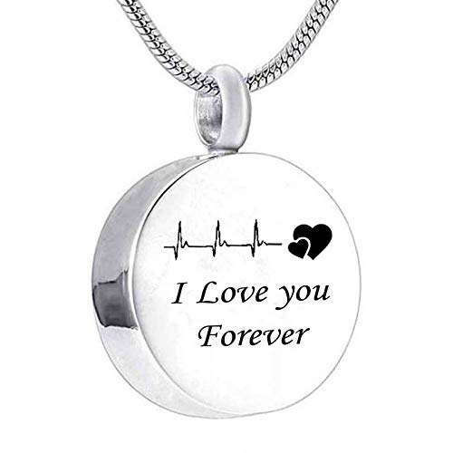 Hoisy Collar de cenizas humanas para abuelo, collar de urnas para cenizas humanas, recuerdo electrocardiograma I Love You Forever 50 cm, Sin piedras preciosas Cover