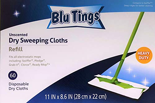 Blu Tings Heavy Duty Dry Sweeping Cloths Refill, Fits Swiffer And Most Brands