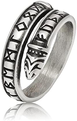 Gungneer Stainless Steel Norse Viking Rune Circle Ring for Men Women Norse Pagan Amulet Jewelry