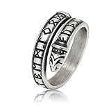 Gungneer Stainless Steel Norse Viking Rune Circle Ring for Men Women Norse Pagan Amulet Jewelry