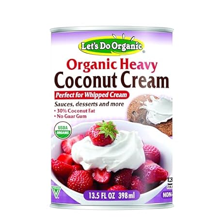 Lets Do Organic Heavy Coconut Cream - Vegan Coconut Whipped Cream for Sauces, Desserts, & More, Canned, Baking Substitute, Gluten Free, Non-GMO - 13.5 Fl Oz Can (Pack of 12)
