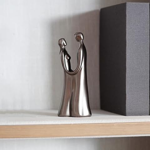 Ardax Decorative Lovers Sculpture, Golden Grey Resin Figurine, Home Decor Statue for Shelves, Living Room Cover