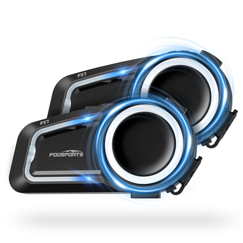 Fodsports FX7 Intercomunicador Casco Moto, Mesh Intercom 10 Motociclistas 2 km, Bluetooth 5.4/CVC & ENC Cancelación de Ruido/Emparejamiento Universal/Control de Voz/IP67 Impermeable