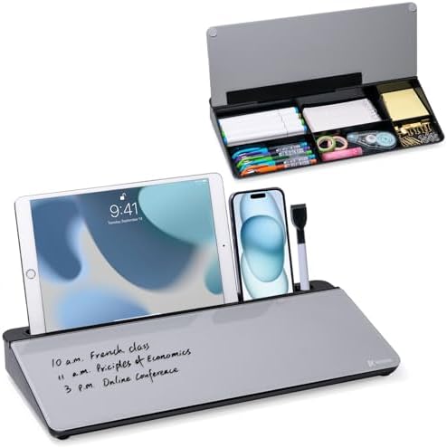 Varhomax Glas Whiteboard Für Den Schreibtisch - Mit Aufbewahrung & Trockenabwischmarker