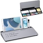 Varhomax Glass Desk Whiteboard with Storage, Desk Buddy to-do List Memo Desktop Dry Erase White Board Keyboard Stand for Home Office and School Supplies