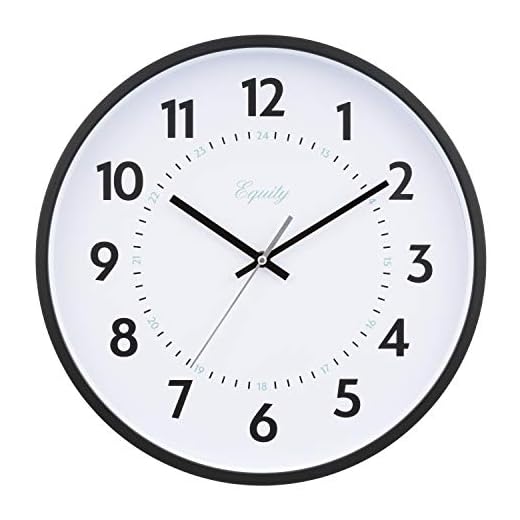 Equity by La Crosse 14 Inch Basics Commercial Quartz Wall Clock, Pack of 1, Black