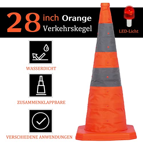 Faltkegel Warnkegel/Verkehrskegel/Verkehrskegelschild/Faltbar Warnkegel Sicherheitspilone Sicherheitskegel Mehrzweck-Popup-Reflektierender Sicherheitskegel