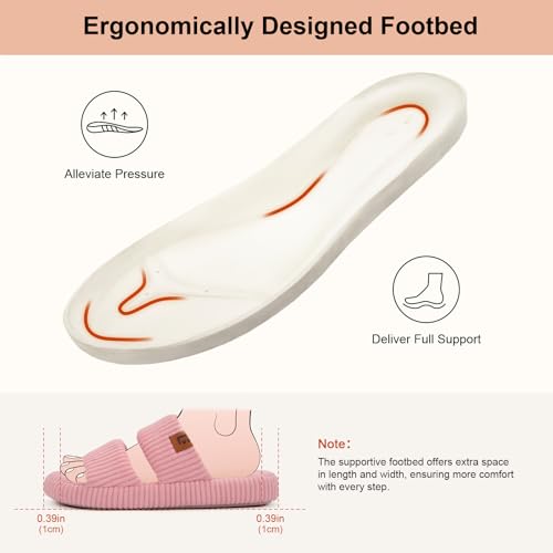 Image of LongBay Slippers for Women Memory Foam Open Toe Slide Indoor House Shoes Slip On Bedroom Comfy Gift