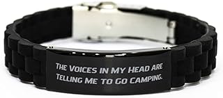 Inappropriate Camping Gifts, The Voices in My Head are Telling Me to Go, Camping Black Glidelock Clasp Bracelet from Friends, Hobby Supplies, Hobby Equipment, Hobby Tools, Hobby Kits, Gift Ideas for