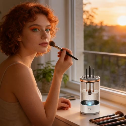Tktouci Limpiador de Brochas de Maquillaje | Herramientas de Belleza con USB para Limpieza Profunda | Limpiador De Brochas Para Todos Los Tamaños | para Contorno, Sombras y Rubor, Uso Diario para - imagen 3