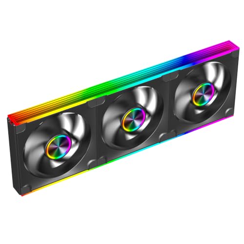 upHere ARGB ケースファン PWM 120mm 正向排気 360mm 三連リバースファン 5V 3Pin ARGB デイジーチェーン