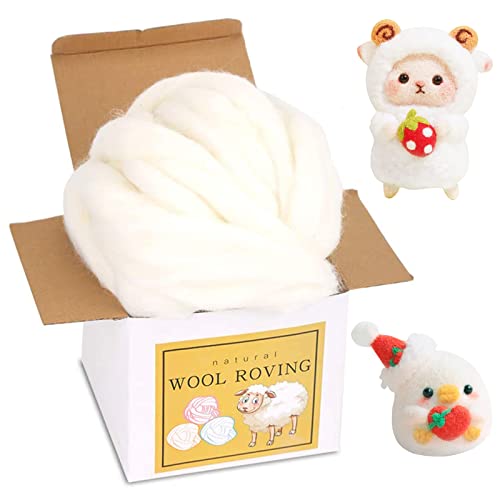 Wool Roving Bulk - 8.82Oz Super Wool Chunky Yarn, Wool Roving Top For Needle Felting, Soft Felting Wool Supplies For Hand Spinning, Felting, Blending, Weaving And Diy Craft #TOP8