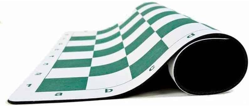 Standard Vinyl Roll Up Chess Boards - Professional Club & Tournament Chess Boards 2.25" Square, Green Rubber