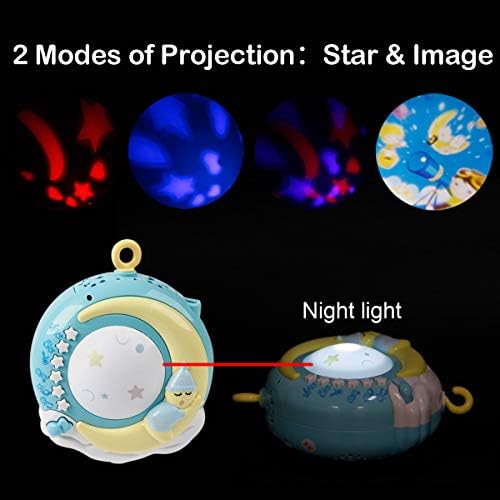 Mini Tudou Baby Musical Mobile Crib with Music and Lights, Timing Function, Projection, Take-Along Rattle and Music Box for Babies Boys Girls Toddlers