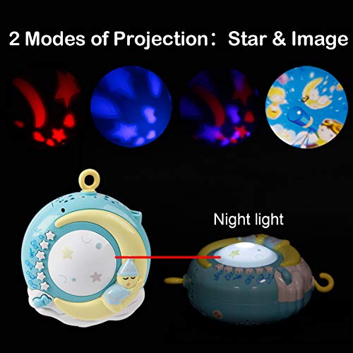 Mini Tudou Baby Musical Mobile Crib with Music and Lights, Timing Function, Projection, Take-Along Rattle and Music Box for Babies Boy Girl Toddler Sleep - Thumbnail 3