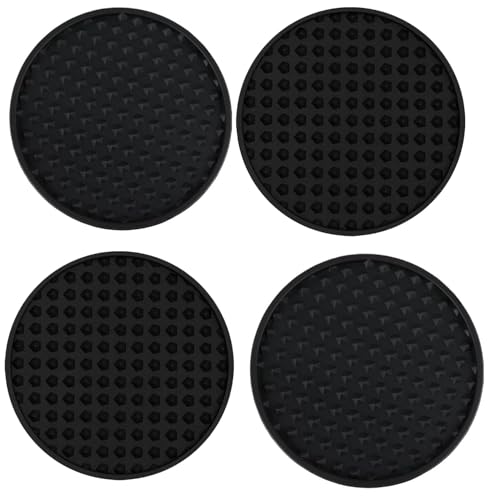 Sottobicchieri per bevande,4 Pezzi tappetino per tazza in silicone, Sottobicchieri da 10 cm,Rotondi Antiscivolo Sottobicchiere,per Birra,Tè,Caffè,Bar,Soggiorno,Cucina(nero)