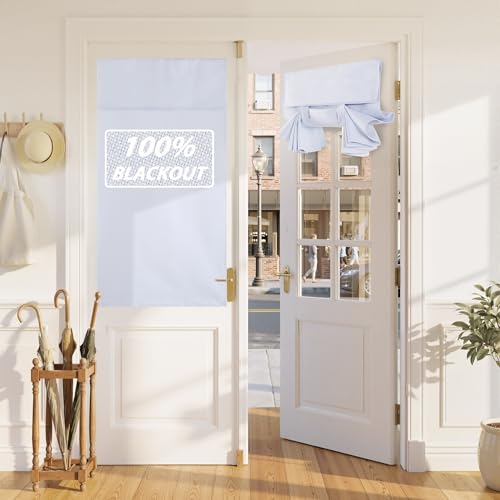 RYB HOME 100% Blackout Linen French Door Curtain - Home