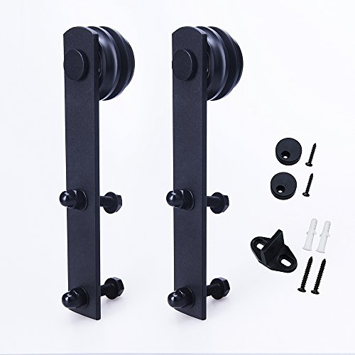 SMARTSTANDARD Sliding Barn Door Hardware Hangers 2pcs (Black) (Mini I-Shape Hangers)(Cabinet NOT Included)