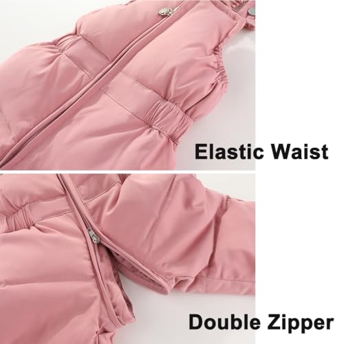 BRONG Baby Schneeanzug Winter 2 Stück Daunenjacke Mantel mit Schnee Lätzchen Hose Jungen Mädchen Skianzug Kleidung Rosa 2-3 Jahre