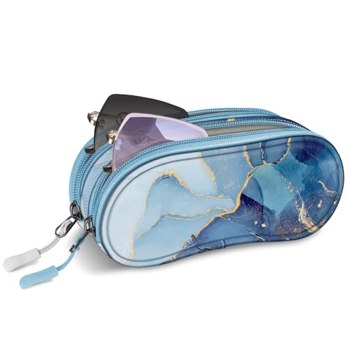 Image of FINTIE Double Sunglasses Case, Soft Portable Eyeglasses Pouch with Carabiner Clip, Dual Zipper Compartments for Men Women