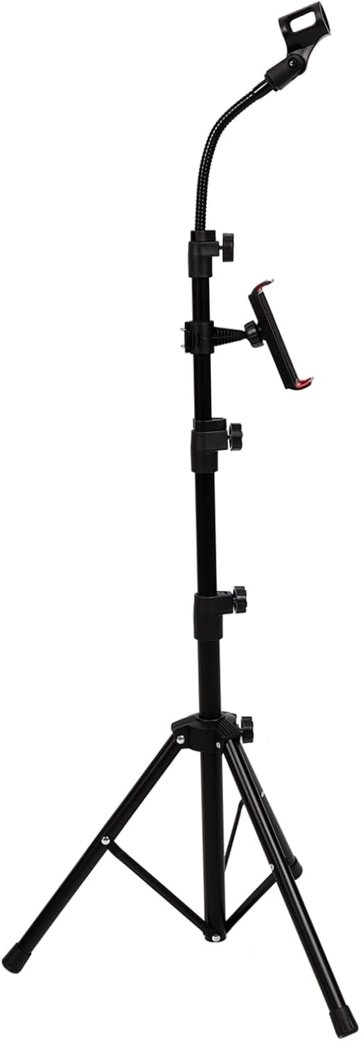 BESTonZON 1set Adjustable Floor Microphone Tripod Stand Stable and Mic Stand for Stage Live Streaming and Karaoke Use Portable Design Tripod Base