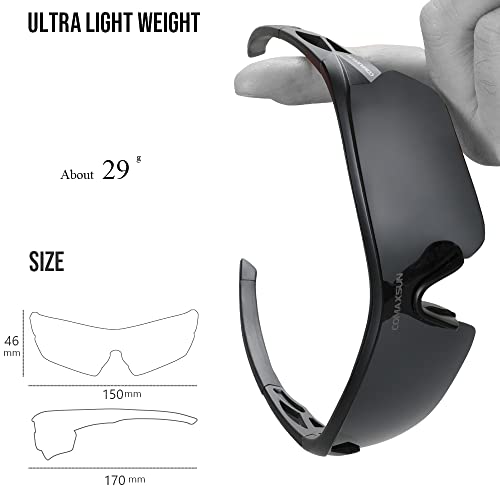 Óculos de sol esportivos polarizados da Comaxsun com 5 lentes intercambiáveis para homens e mulheres