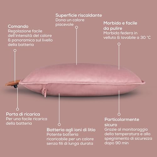 Beurer Heaty Termoforo, Termoforo Senza Fili Con Batteria Ricaricabile, Con Spegnimento Automatico E 3 Livelli Di Temperatura, Con Riscaldamento Rapido, Morbido Velluto, Rosa - 7