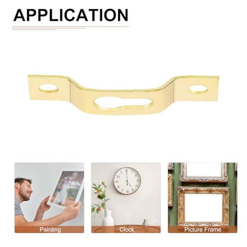 Image of DTGN 40mm x 11mm Keyhole Hanging Plate with Screws - 50Pcs - Good for Hanging Paintings - Picture Frame Hook Photos - Gold