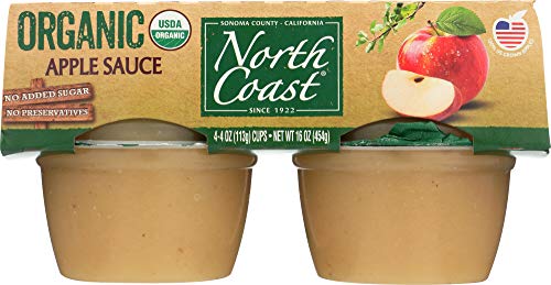 North Coast Organic Apple Sauce 4ct, 4oz Cups (Pack of 6)