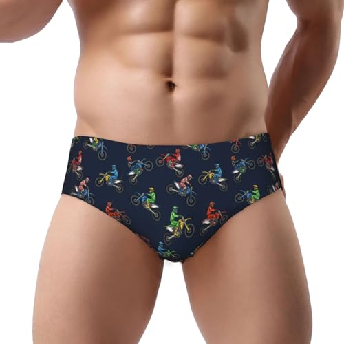 Supdreamc Men's Seamless Polyester Briefs Motocross Dirt Bike Black Stretch Breathable Invisible Underwear for Sensitive Skin and Tight Pants