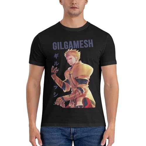 Fate Anime Stay Night Shirts Men's Fashion Short Sleeved T-Shirt Personalised Graphic Custom Crew Neck Tops Black2