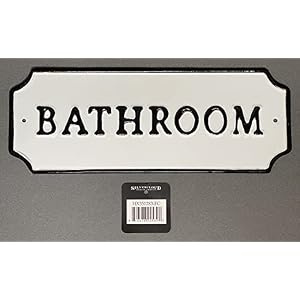 Rustic Single Sided BATHROOM Embossed Black on White Enamel Metal Door or Wall Sign 1125 wide X 425 tall Wall Decor Room Label