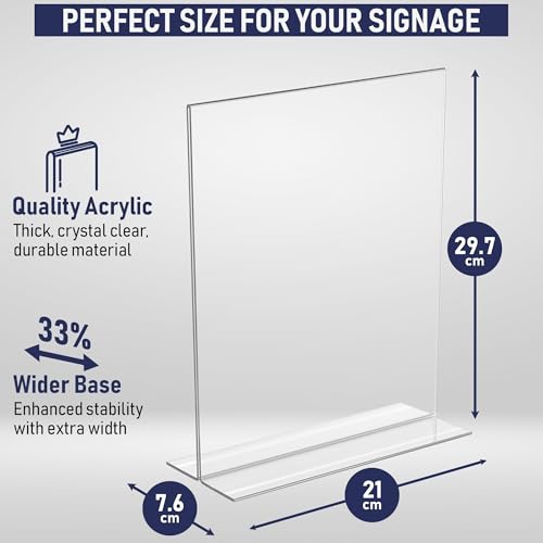 كاستويف حامل عرض A4، 3 عبوات من حوامل القائمة الاكريليك مزدوجة الجانب، حامل بوستر شفاف A4، حامل عرض بيرسبكس للمكتب والمدرسة والمنزل والمطعم