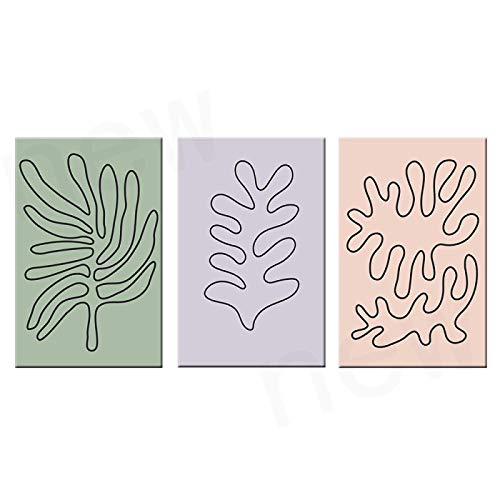 Toile peinture salon moderne abstrait rose violet vert corail 50x70cm lot de 3 affiches sans cadre