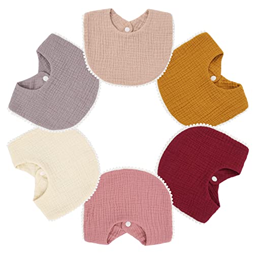 Mccotwe Baby Bibs Muslin Drool Bibs Teething Bibs For Unisex Boys Girls 100% Organic Cotton 4-Layer Absorbent& Soft& Breathable Muslin Baby Bibs 6 Solid Colors Set For Multi-Use Scarf Bibs #TOP1