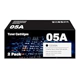  05A Lot de 2 cartouches de toner avec puce compatibles avec HP 05A 05X CE505A CE505X Laserjet P2030 P2035 P2035N P2050 P2055 P2055X P2055D P2055DN P2056 Noir